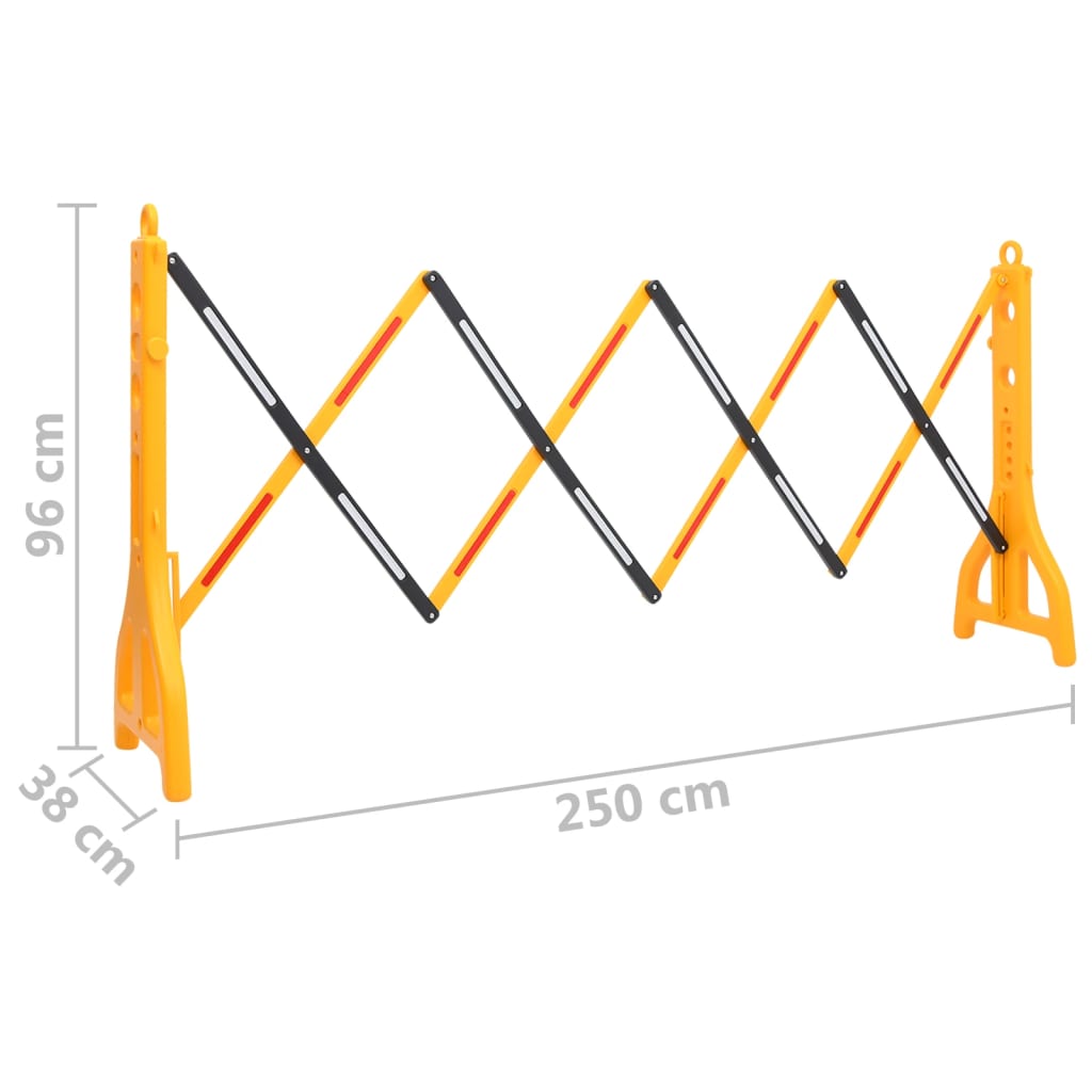 Barrera de tráfico plegable amarillo y negro 250x38x96 cm