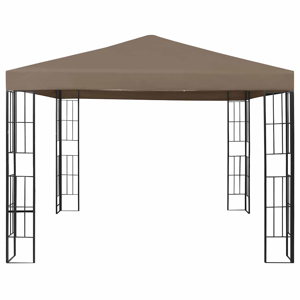 Carpa cenador de jardín con tira de luces LED 3x3 m taupé