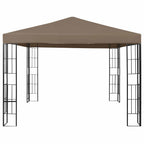 Carpa cenador de jardín con tira de luces LED 3x3 m taupé
