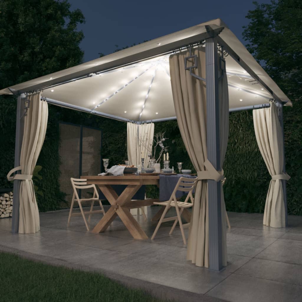 Carpa de jardín con cortinas hexagonal 360x265 cm