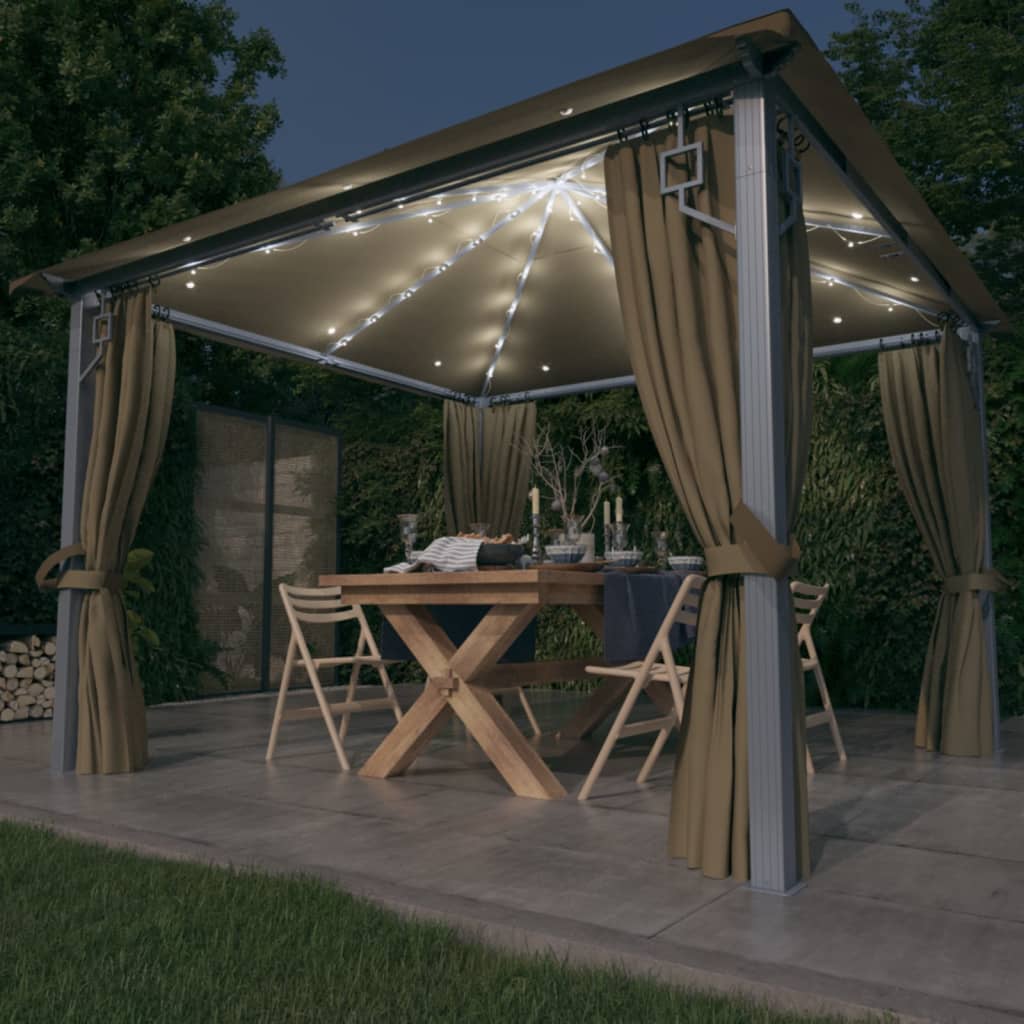Carpa de jardín con cortinas hexagonal 360x265 cm