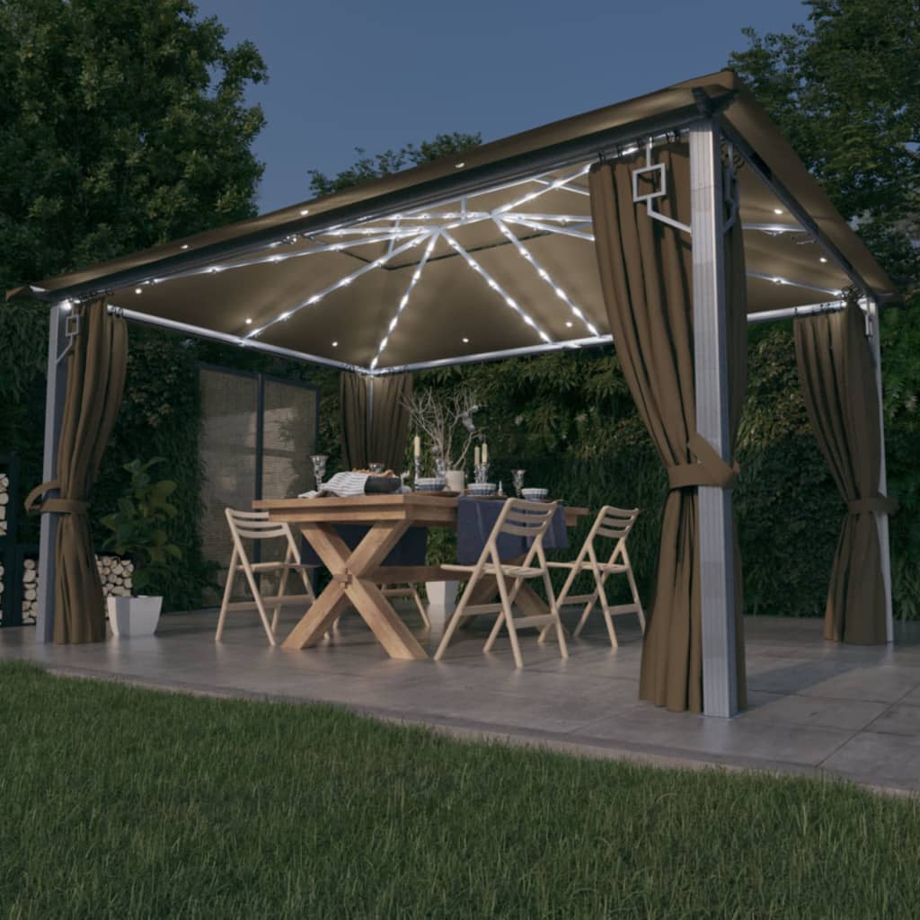 Carpa de jardín con cortinas hexagonal 360x265 cm