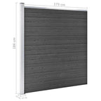 JSet de paneles de valla WPC negro 965x(105-186) cm