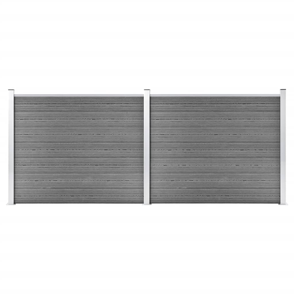 JSet de paneles de valla WPC negro 965x(105-186) cm
