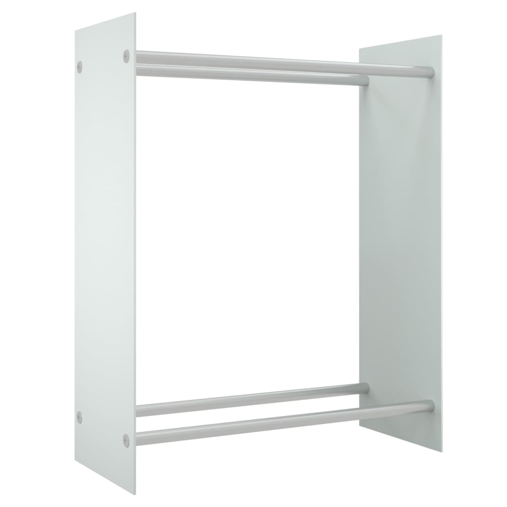 Leñero de vidrio templado blanco 80x35x100 cm