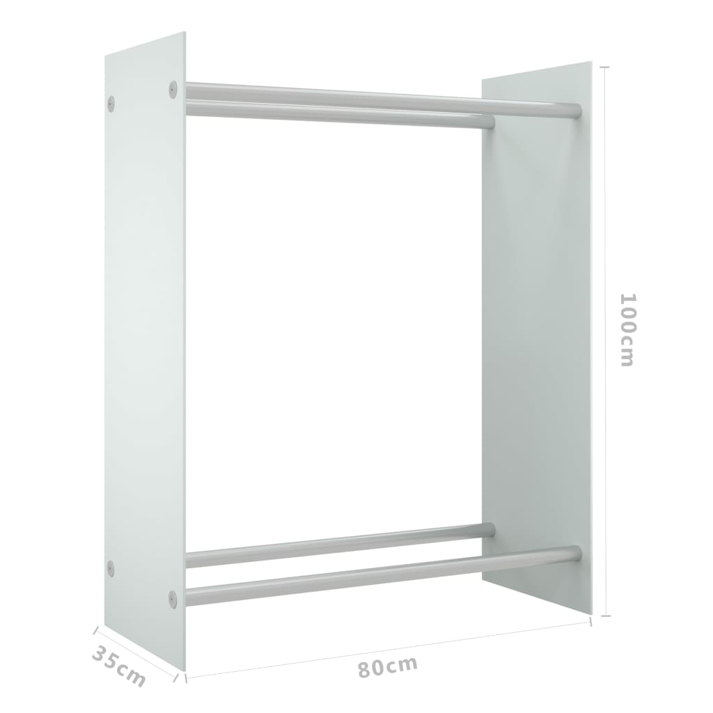 Leñero de vidrio templado blanco 80x35x100 cm