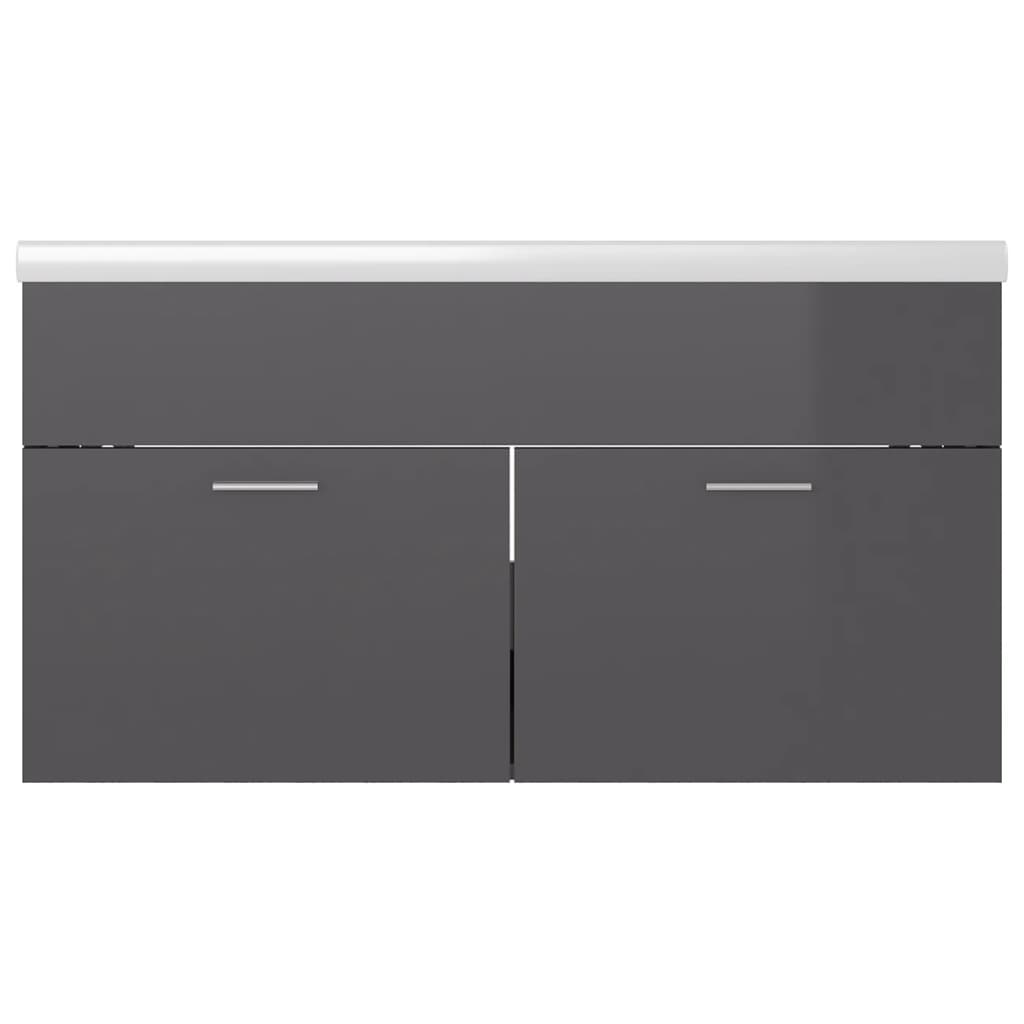 Mueble con lavabo madera de ingeniería gris brillante