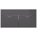 Mueble con lavabo madera de ingeniería gris brillante