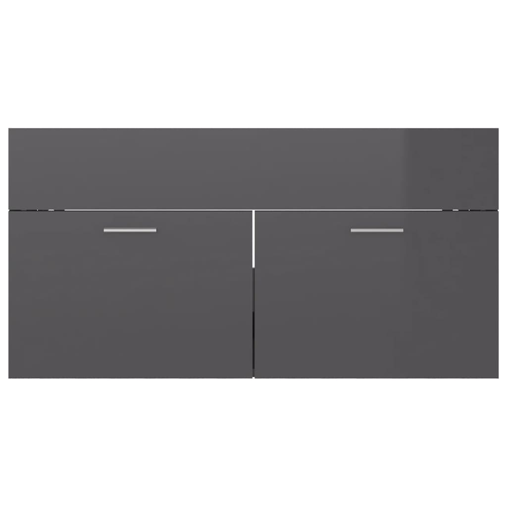 Mueble con lavabo madera de ingeniería gris brillante