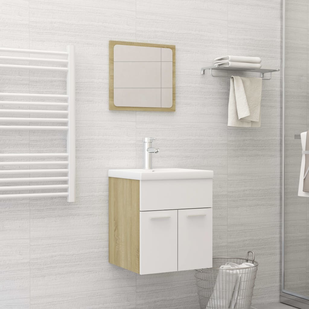 Conjunto de móveis de casa de banho madeira processada branco