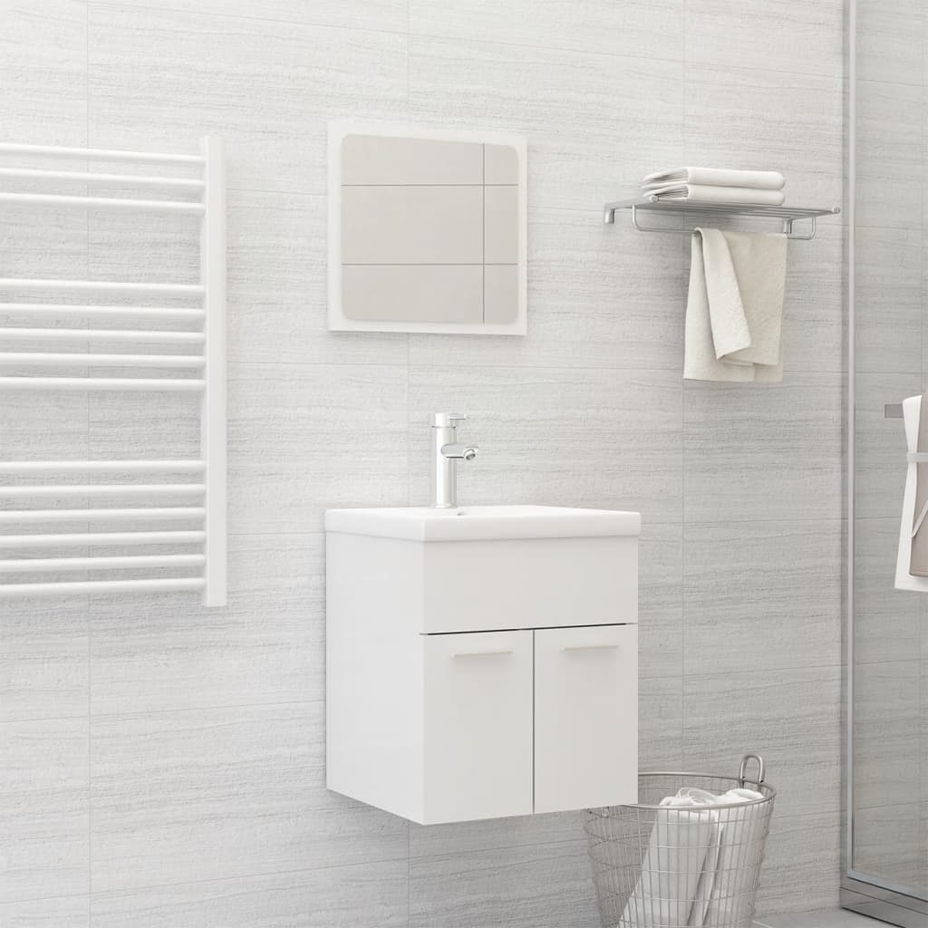 Conjunto de móveis de casa de banho madeira processada branco