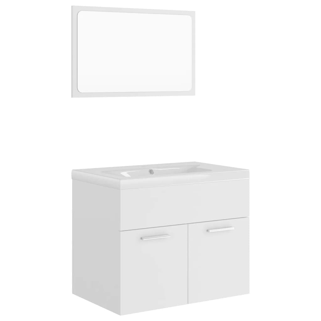 Juego de muebles de baño madera de ingeniería blanco