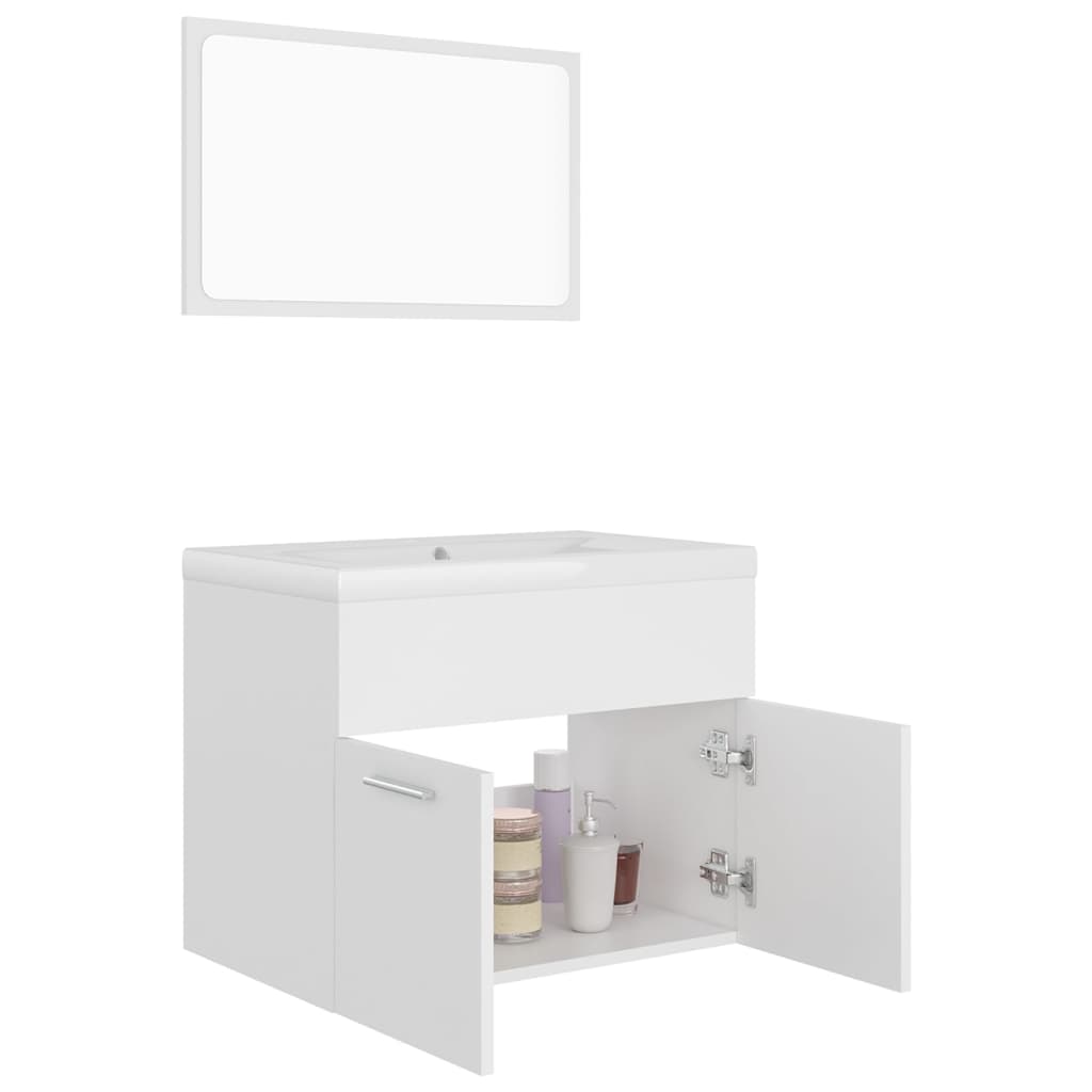 Juego de muebles de baño madera de ingeniería blanco