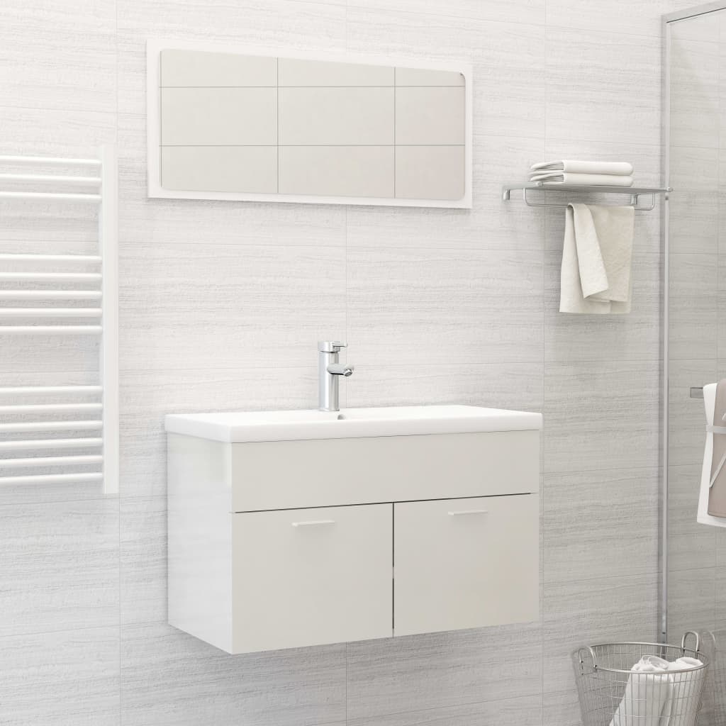 Conjunto de móveis de casa de banho madeira processada branco