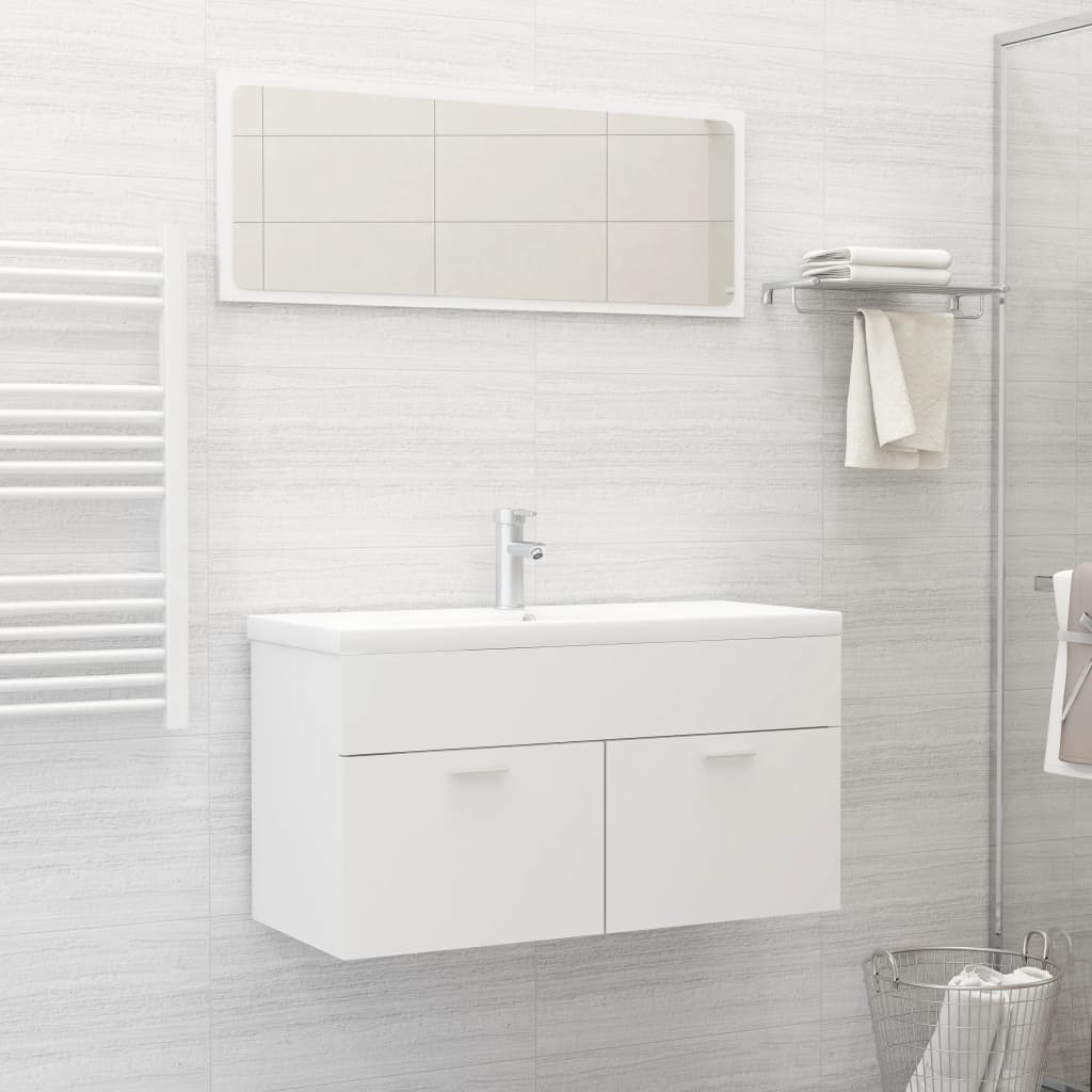 Conjunto de móveis de casa de banho madeira processada branco
