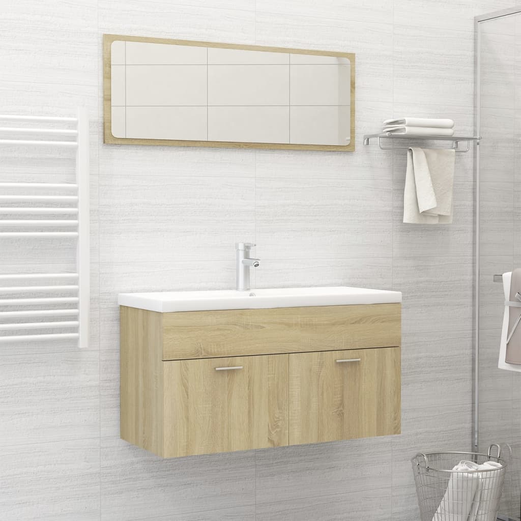 Conjunto de móveis de casa de banho madeira processada branco