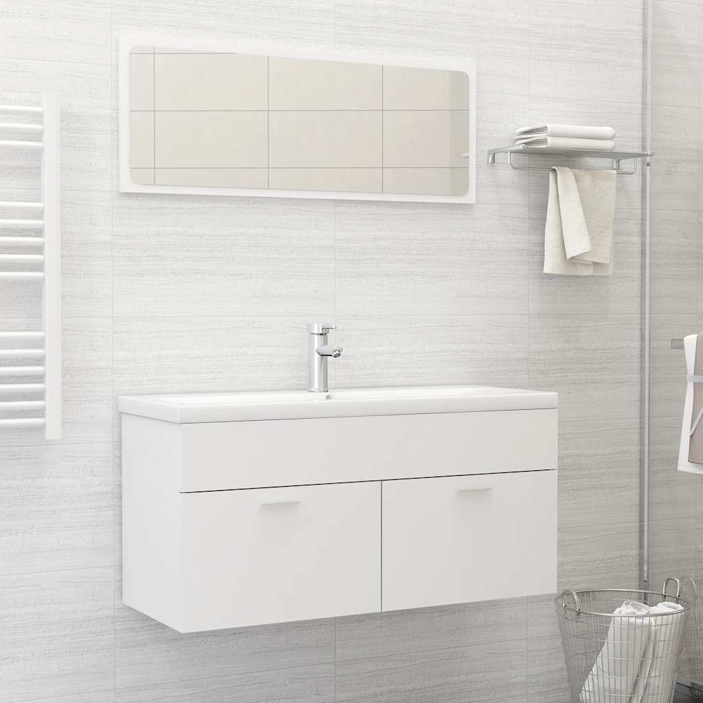 Conjunto de móveis de casa de banho madeira processada branco