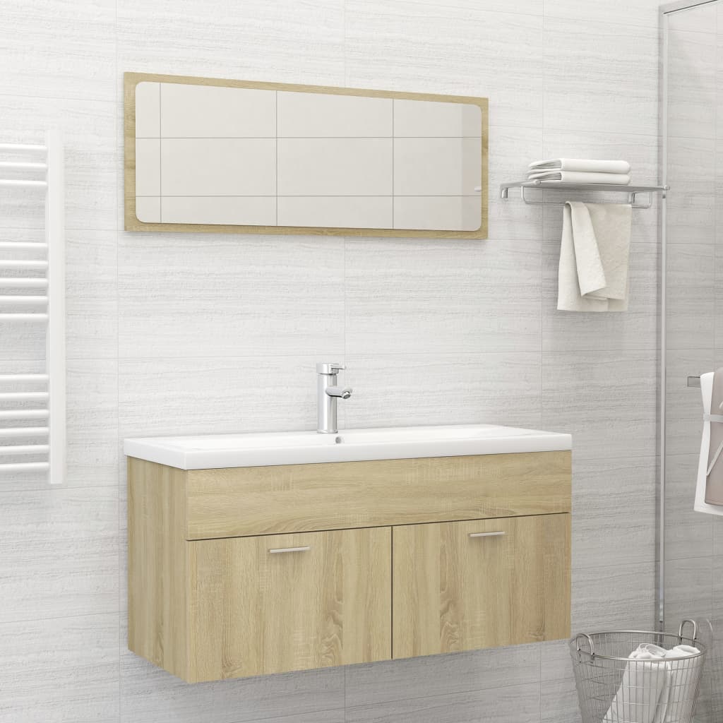 Conjunto de móveis de casa de banho madeira processada branco