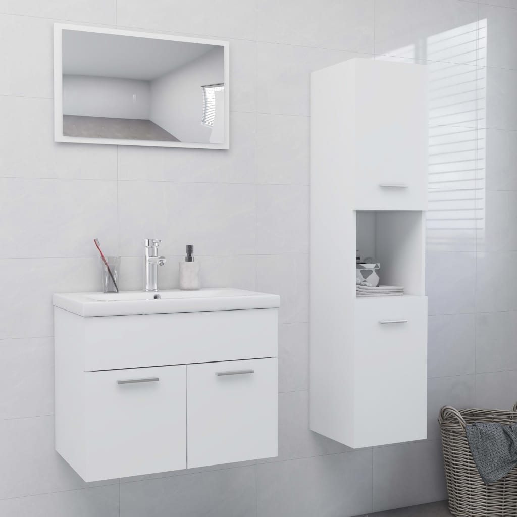 Conjunto de muebles de baño 2 piezas contrachapada blanco