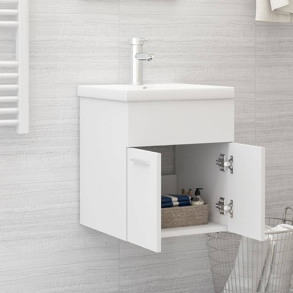 Mueble con lavabo blanco madera contrachapada