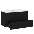 Mueble con lavabo madera de ingeniería negro