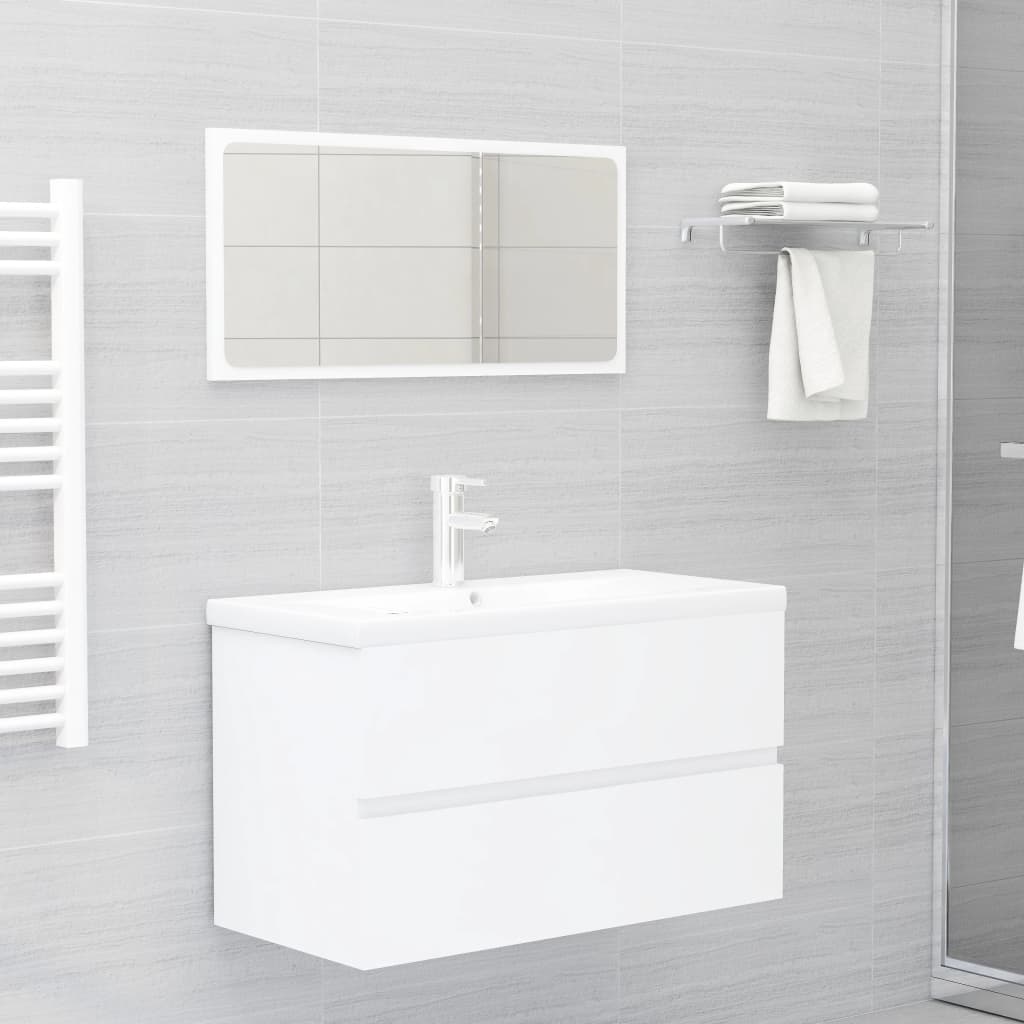 Conjunto de móveis de casa de banho madeira processada branco