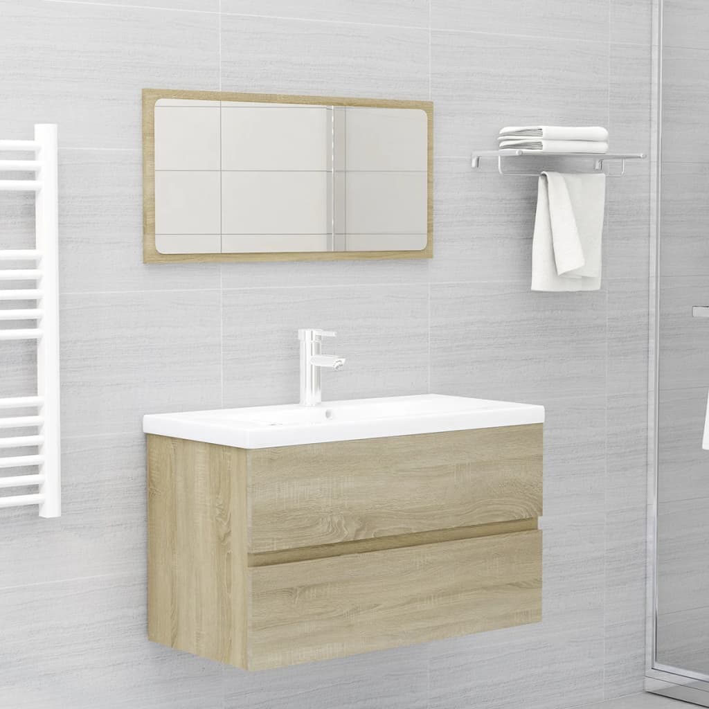 Conjunto de móveis de casa de banho madeira processada branco