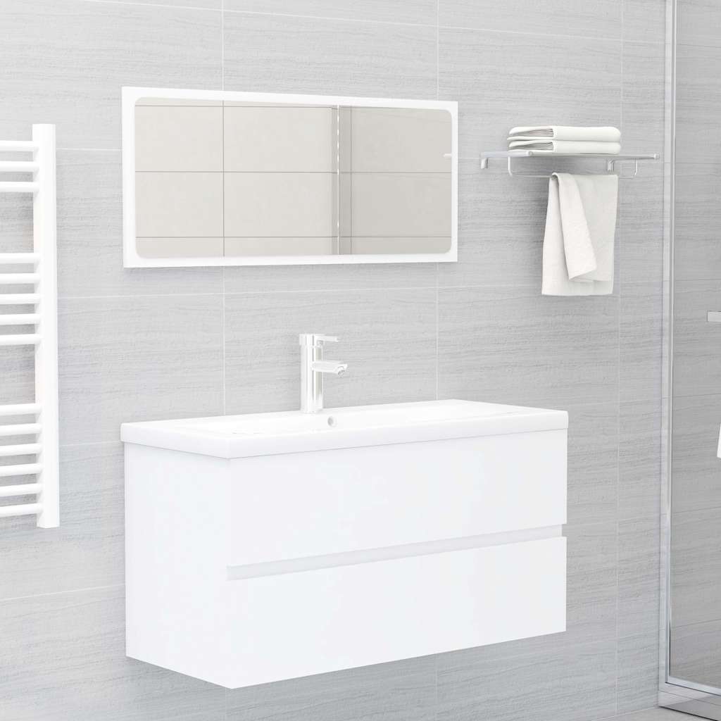 Conjunto de móveis de casa de banho madeira processada branco