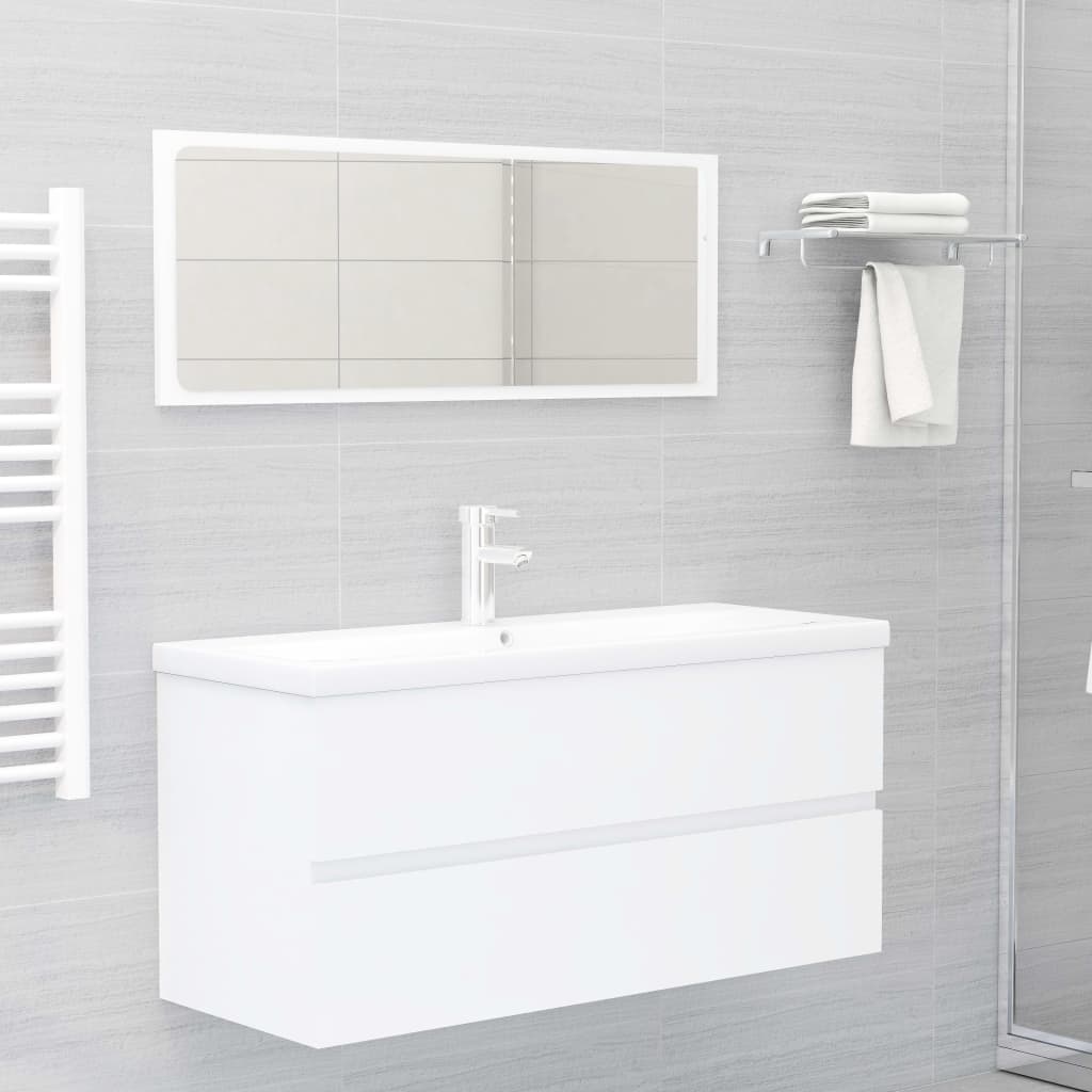 Conjunto de móveis de casa de banho madeira processada branco
