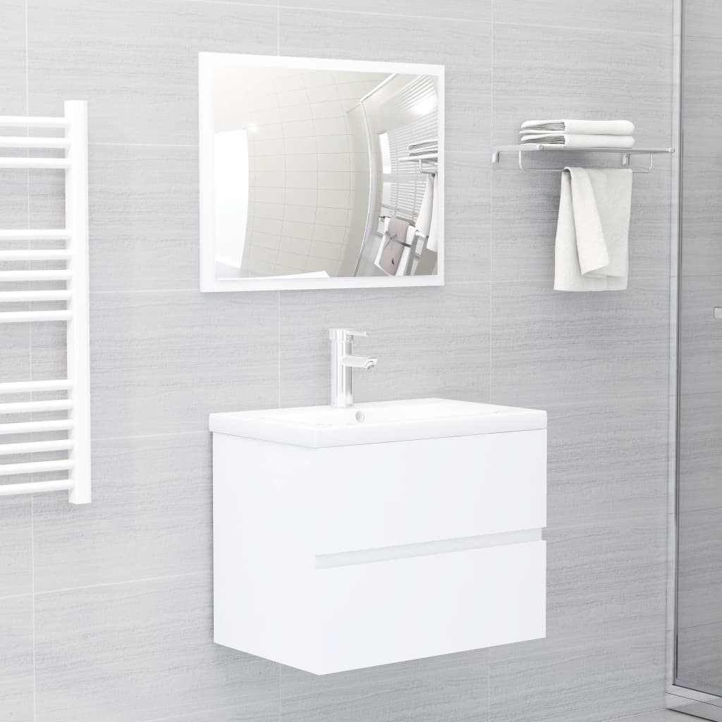 Conjunto de móveis de casa de banho madeira processada branco