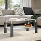 Mesa de centro vidrio templado blanco transparente 95x55x40 cm