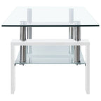 Mesa de centro vidrio templado blanco transparente 95x55x40 cm