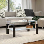 Mesa de centro vidrio templado blanco transparente 95x55x40 cm