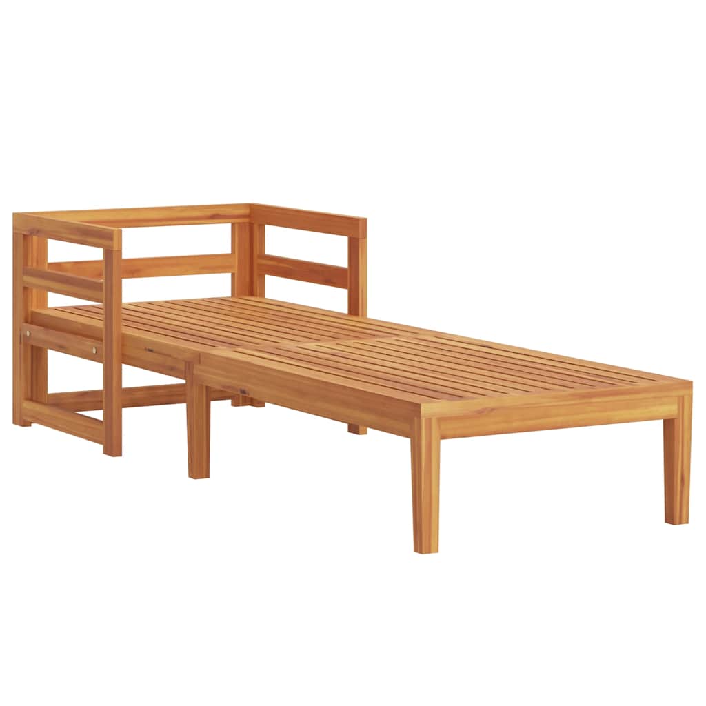 Tumbona con cojines crema madera maciza de acacia
