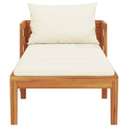 Tumbona con cojines crema madera maciza de acacia