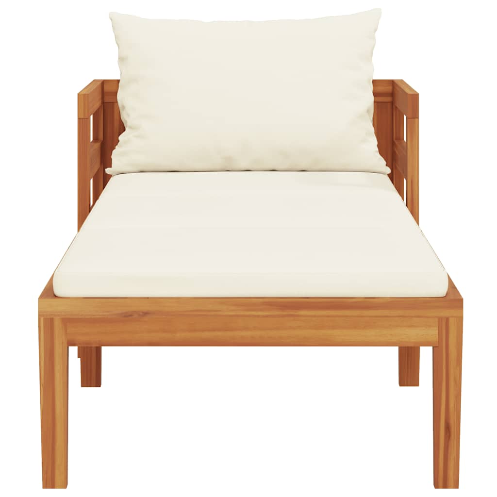 Tumbona con cojines crema madera maciza de acacia