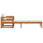 Tumbona con cojines crema madera maciza de acacia
