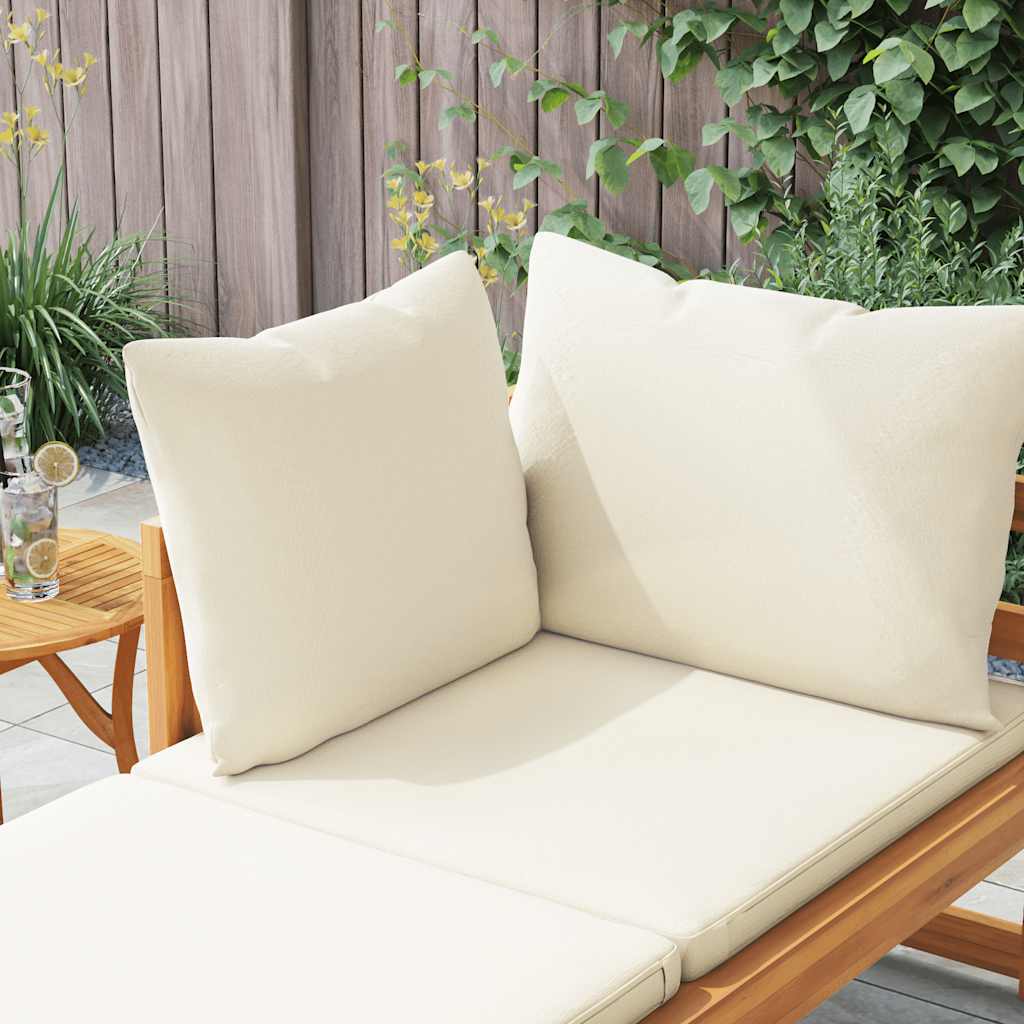 Tumbona 1 reposabrazos con cojines crema madera maciza acacia