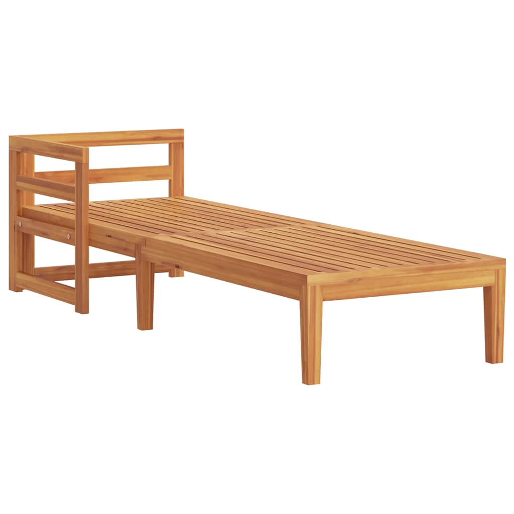 Tumbona 1 reposabrazos con cojines crema madera maciza acacia