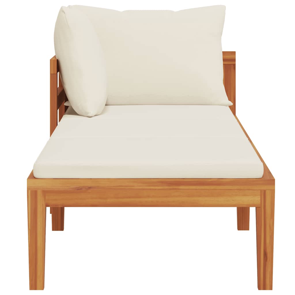 Tumbona 1 reposabrazos con cojines crema madera maciza acacia
