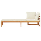 Tumbona 1 reposabrazos con cojines crema madera maciza acacia