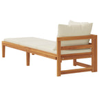Tumbona 1 reposabrazos con cojines crema madera maciza acacia