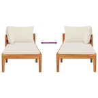Tumbona 1 reposabrazos con cojines crema madera maciza acacia