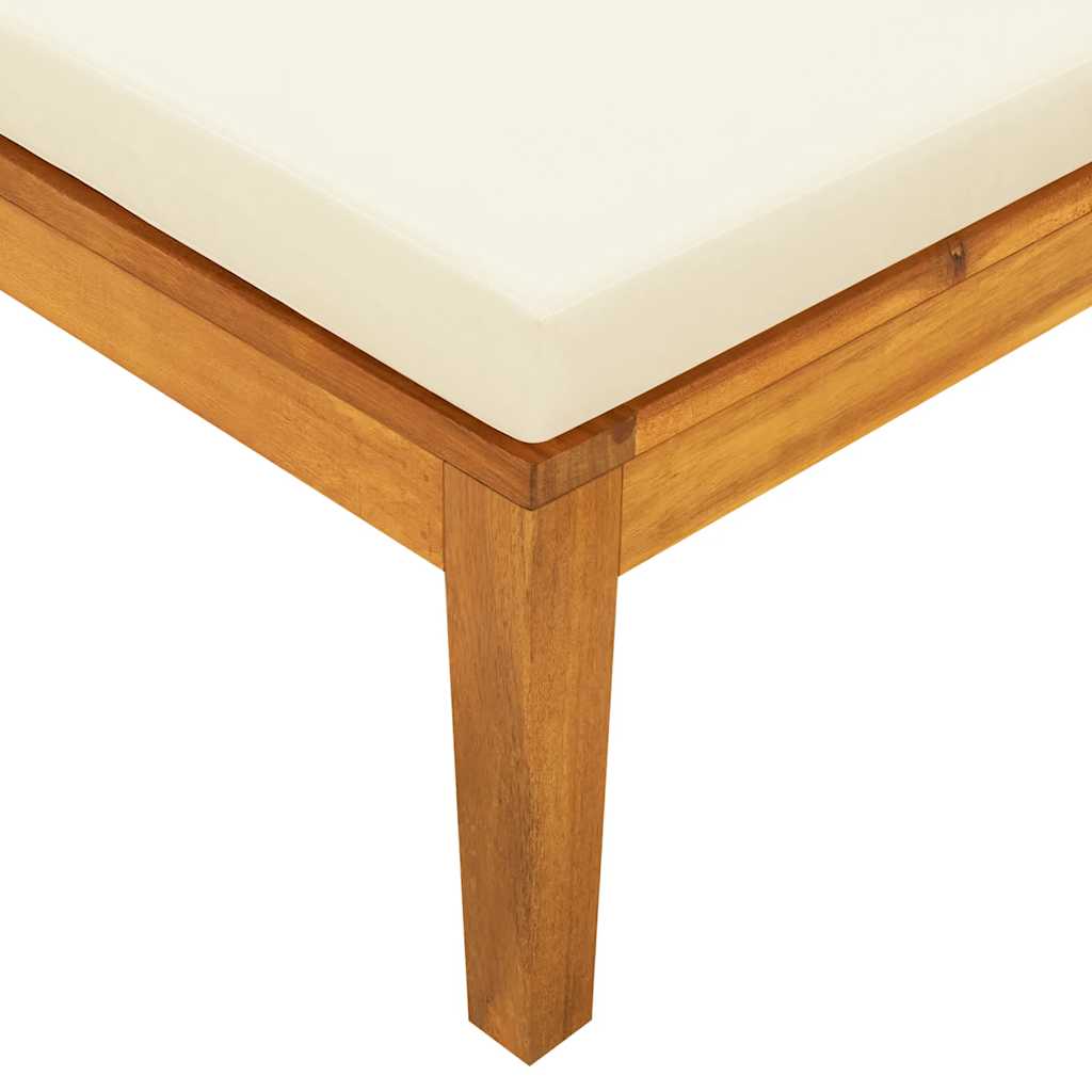 Tumbona 1 reposabrazos con cojines crema madera maciza acacia