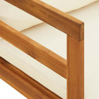 Tumbona 1 reposabrazos con cojines crema madera maciza acacia