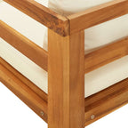 Tumbona 1 reposabrazos con cojines crema madera maciza acacia