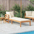 Tumbona 1 reposabrazos con cojines crema madera maciza acacia