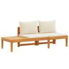 Banco de jardín y mesa cojines crema madera maciza de acacia