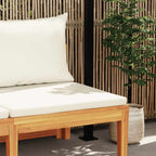Banco de jardín y mesa cojines crema madera maciza de acacia