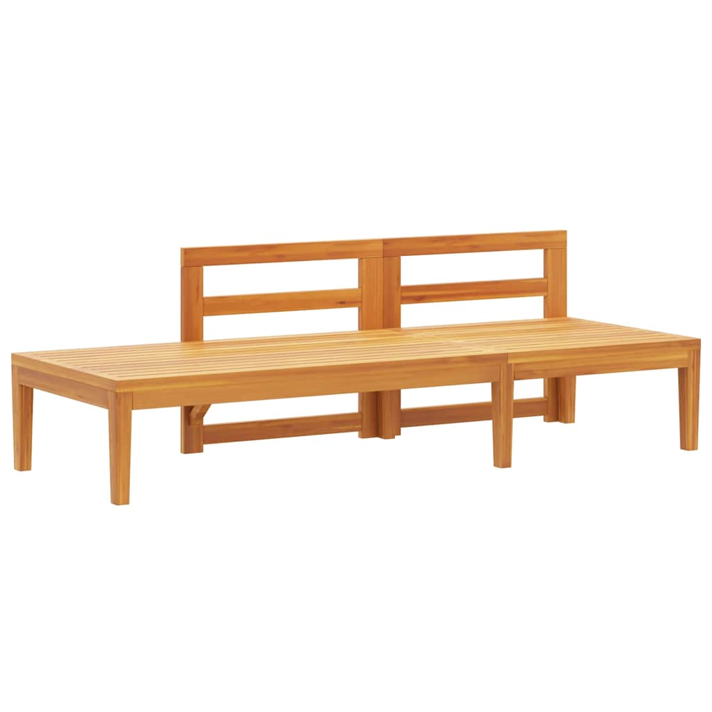 Banco de jardín y mesa cojines crema madera maciza de acacia